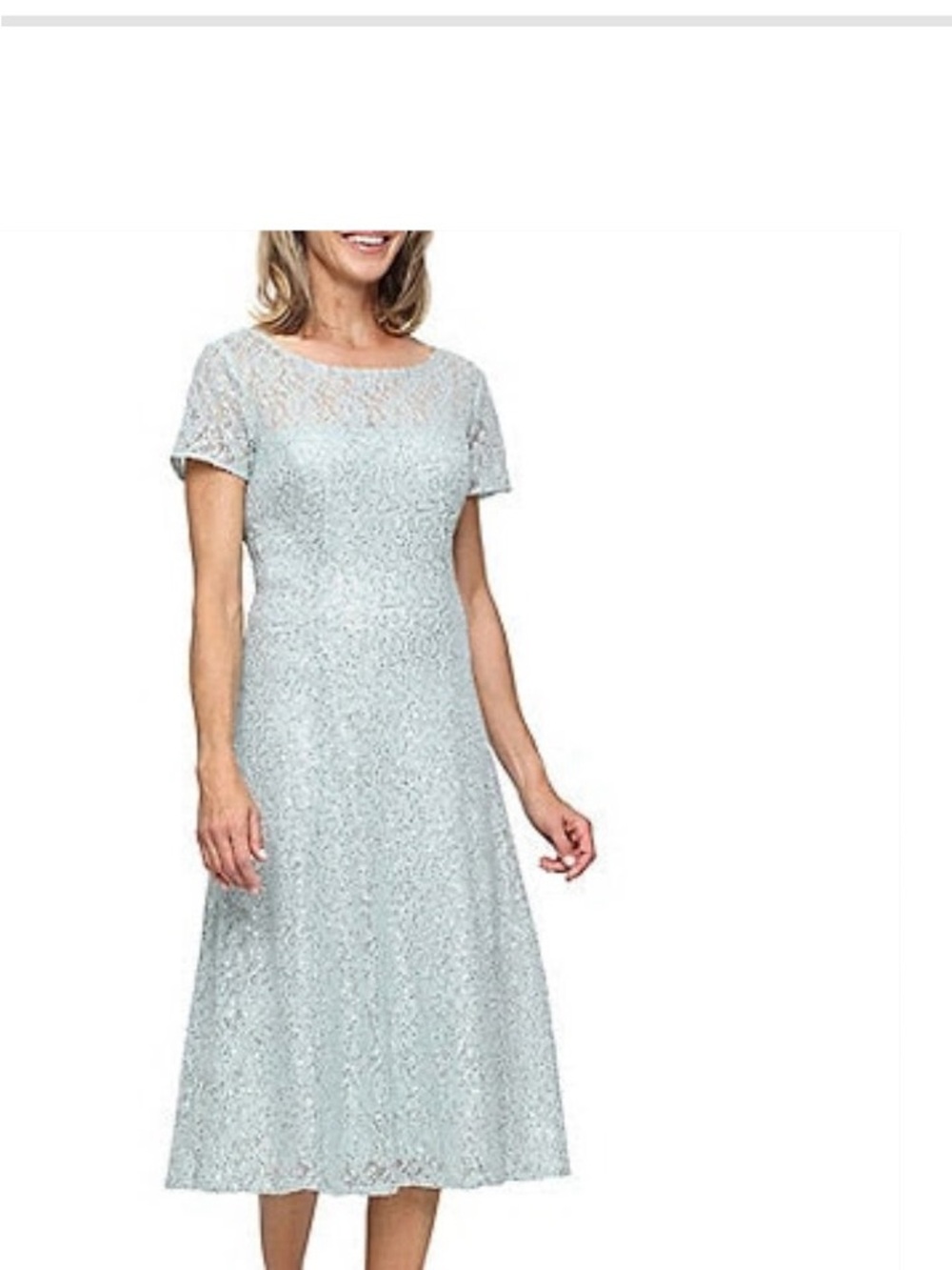 Green Lace Sequin A-Line Dress